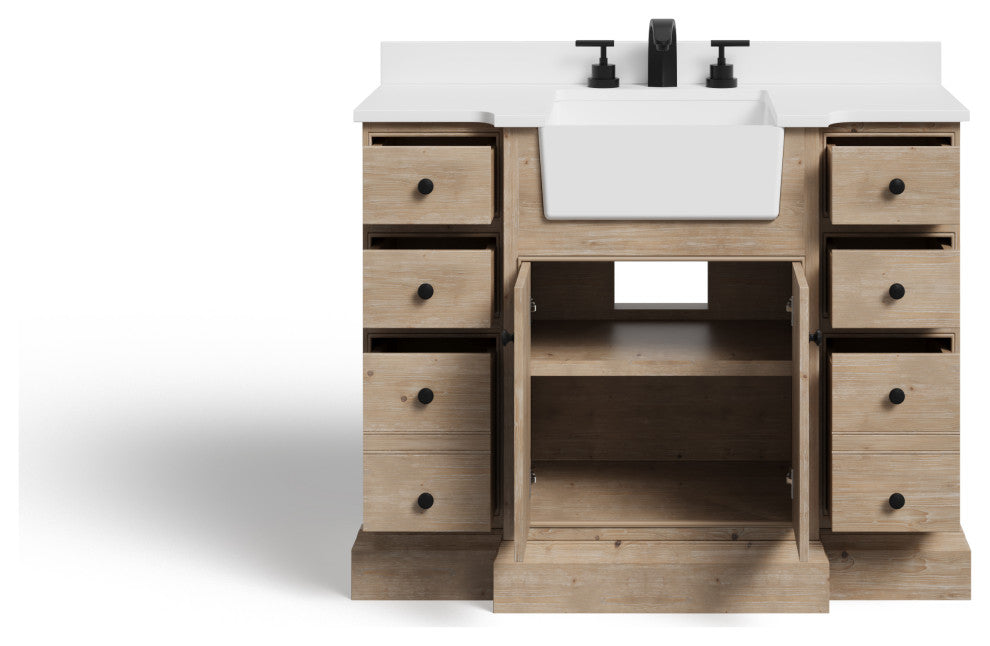 Fermo Bath Vanity, Weathered Fir, 48", Single Sink, Freestanding