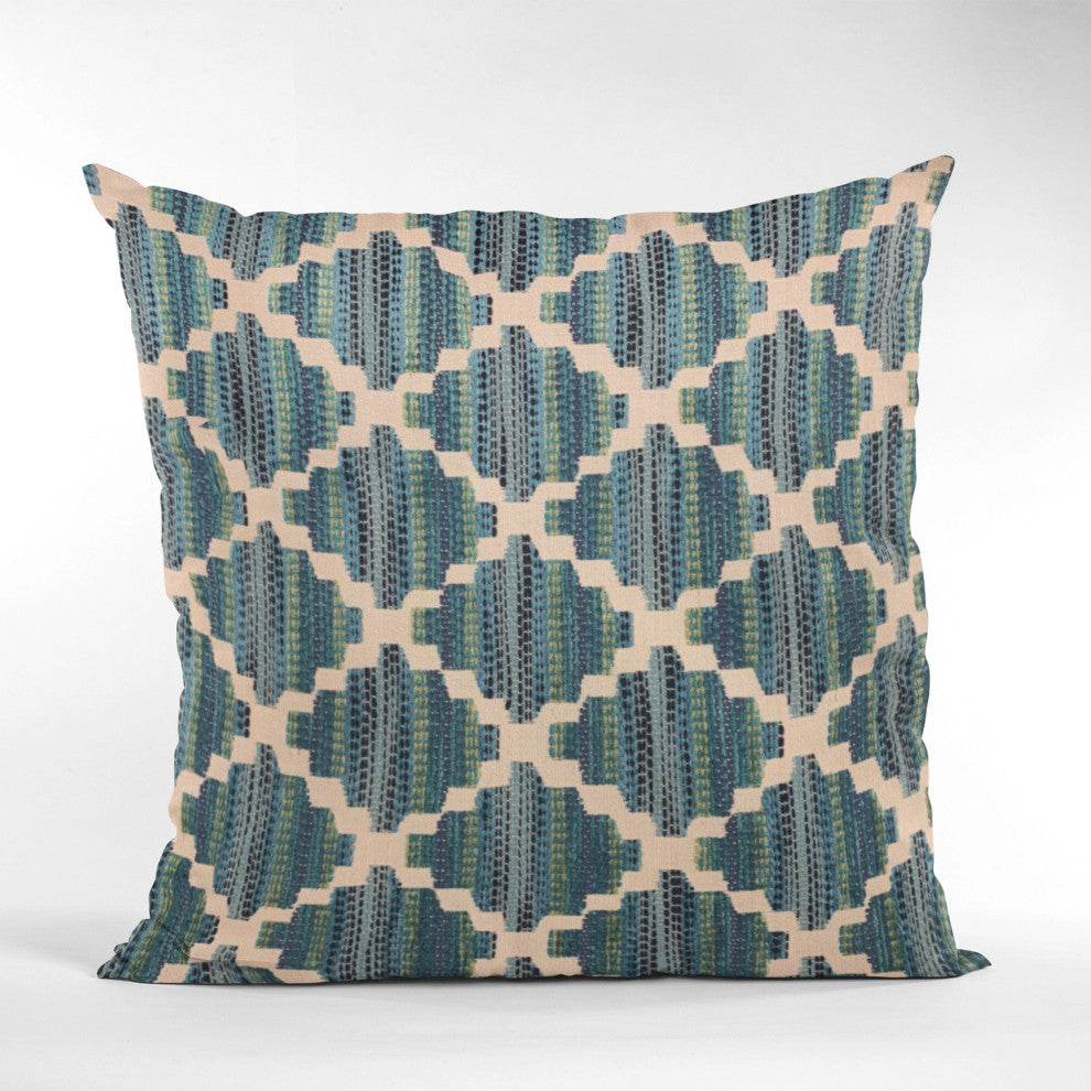 Plutus Blue Zig Zag Cut Diamond Luxury Throw Pillow, 26"x26"