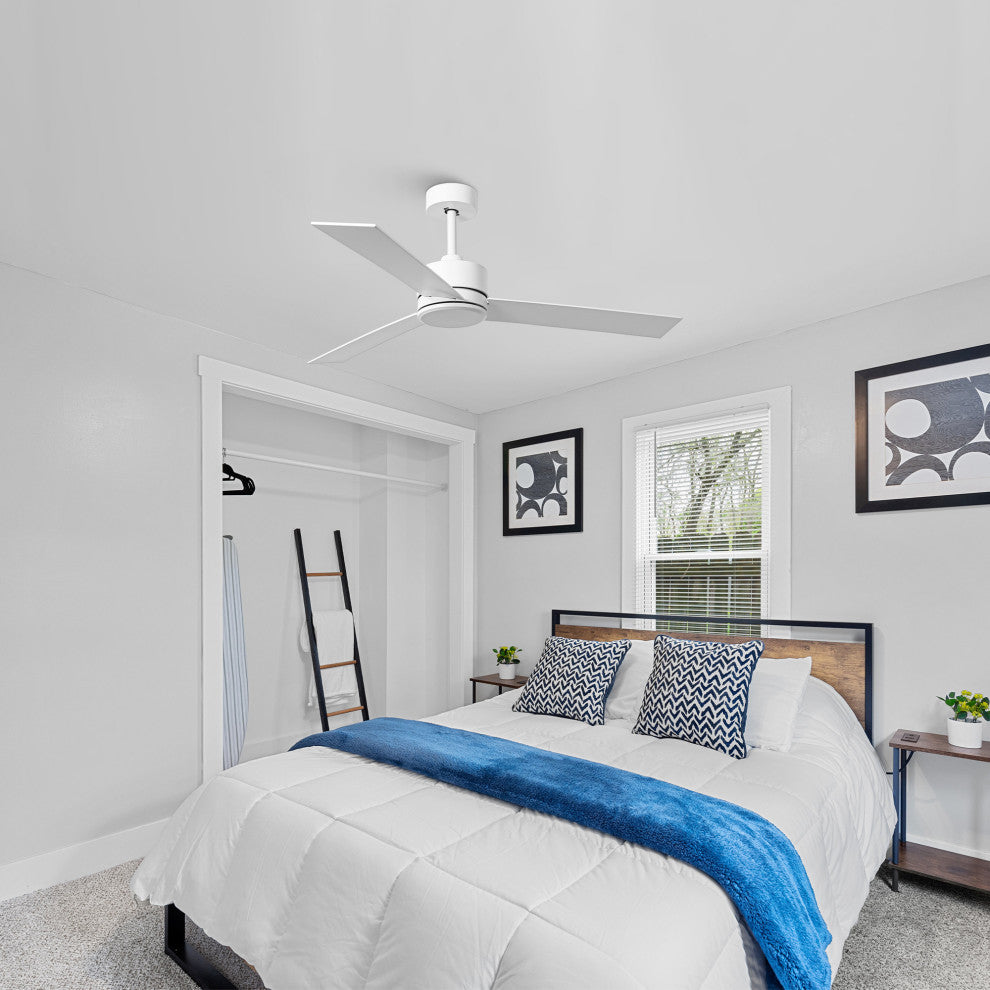 52 in White Modern Ceiling Fan without Light