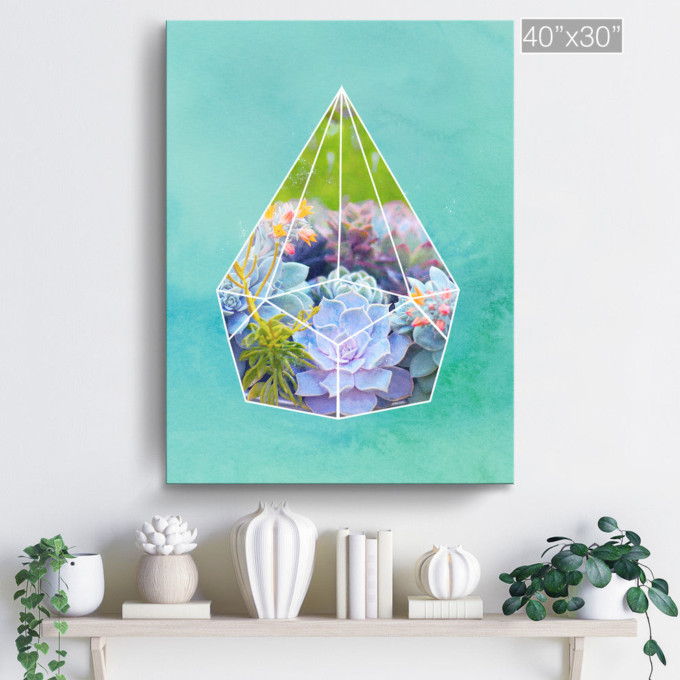 Ready2HangArt ''Terrarium Bloom'' Wrapped Canvas Succulent Wall Art, 40"x30"