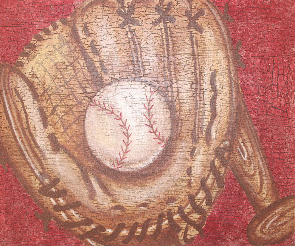 Marmont Hill, "Crackle Baseball" by Reesa Qualia Print on Wrapped Canvas, 29x24