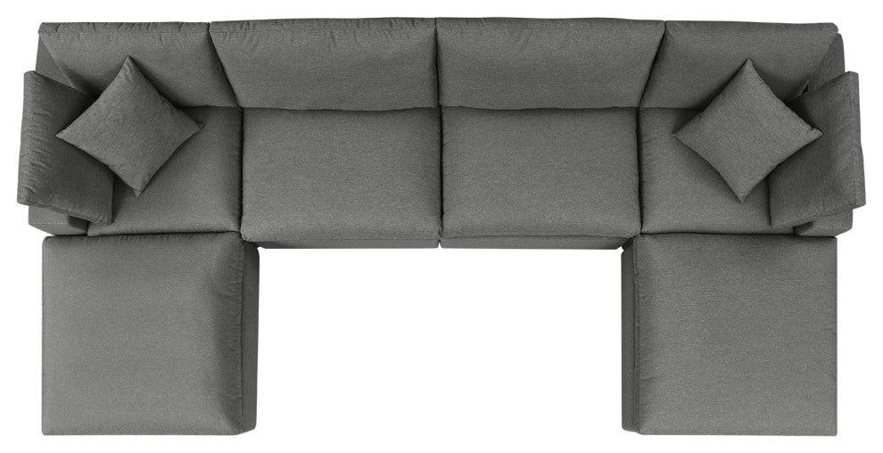 Modular Lounge Sectional Deep Sofa Set, Charcoal Gray, Modern, Outdoor