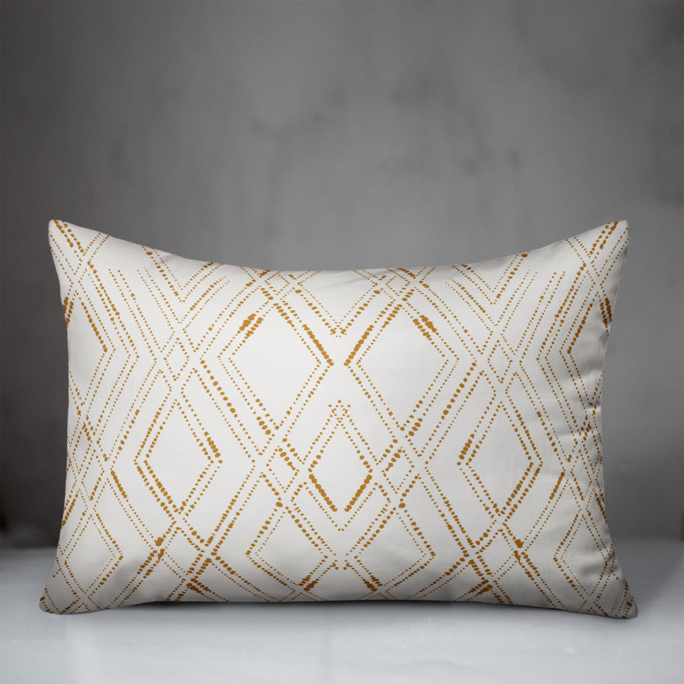 White and Gold Diamond 20x14 Spun Poly Pillow