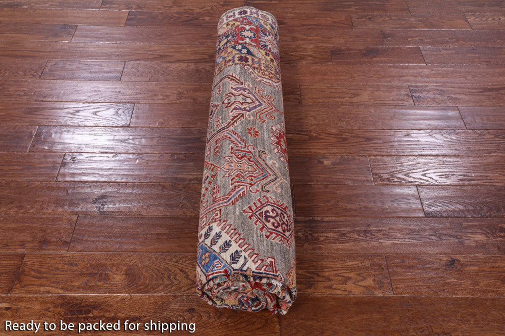 7' 10" X 9' 11" Geometric Super Kazak Handmade Wool Rug - Q12833