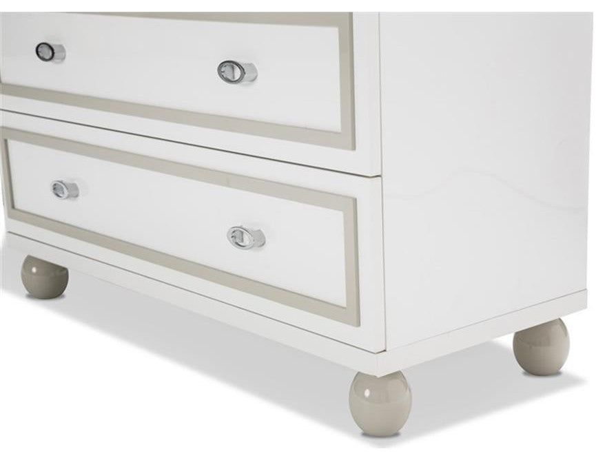 AICO Michael Amini Sky Tower 7-Drawer Chest, White Cloud