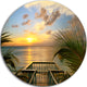 Sunset Sea View From Terrace, Photo Round Wall Art, 38"