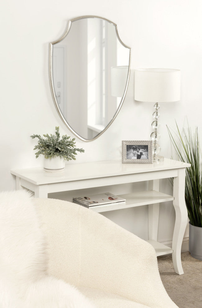 Caskill Framed Shield Wall Mirror, Silver 24x32