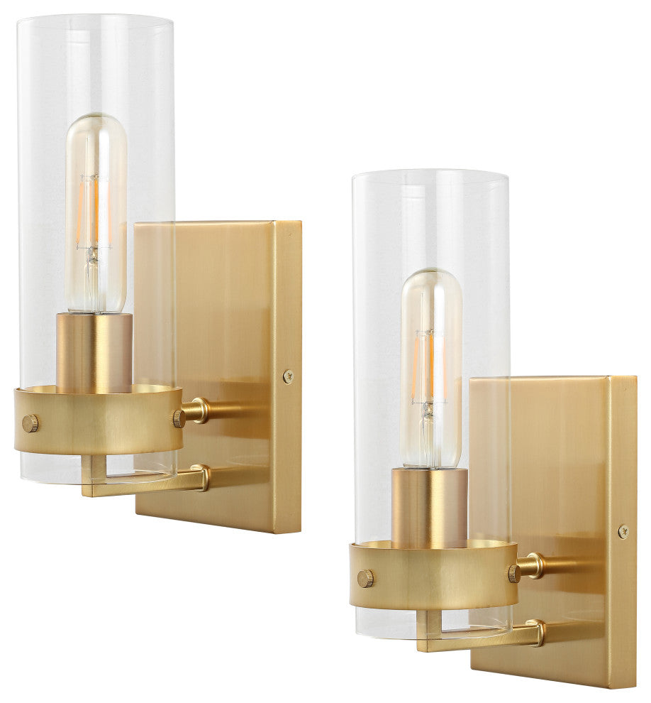 Harper 4.5" 1-Light Coastal Minimalist Iron/Glass LED Sconce, Set of 2, Gold