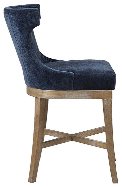 Madison Park Carson Counter Stool With Swivel Seat, Navy Blue
