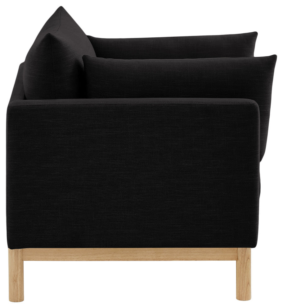 Langham Linen Textured Fabric Upholstered Chair, Black