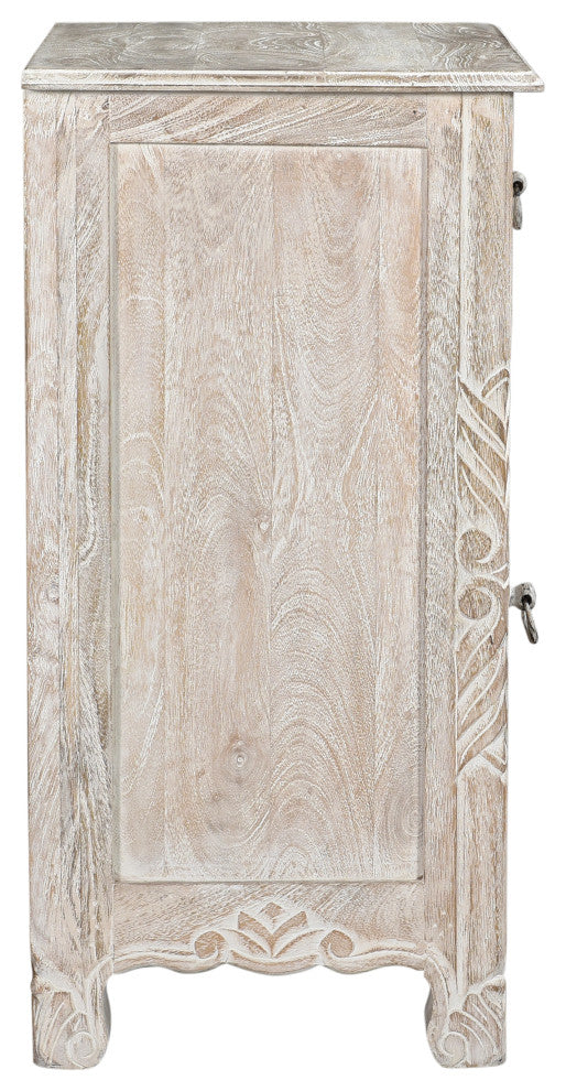 Delaney Carved 1 Door Nightstand, Sand White, Right