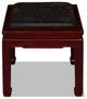 Dark Cherry Elmwood Chinese Ming Bench with Black Silk Cushion
