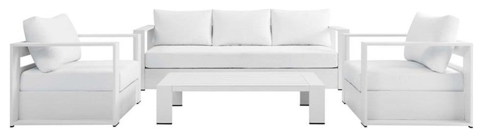 Tahoe Outdoor Patio Powder-Coated Aluminum 4-Piece Set, White White