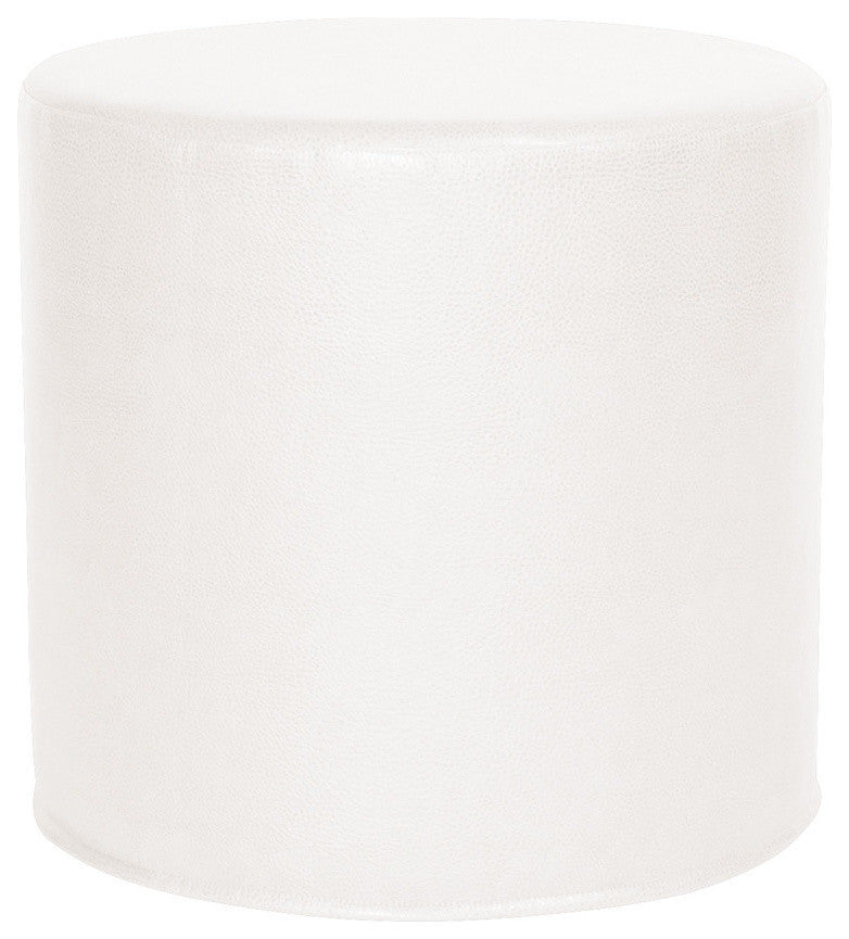 No Tip Cylinder Ottoman With Cover, Avanti White
