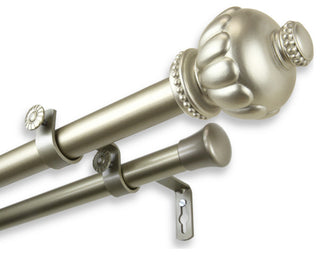 Bran 1" Double Curtain Rod, Light Gold, 28-48"