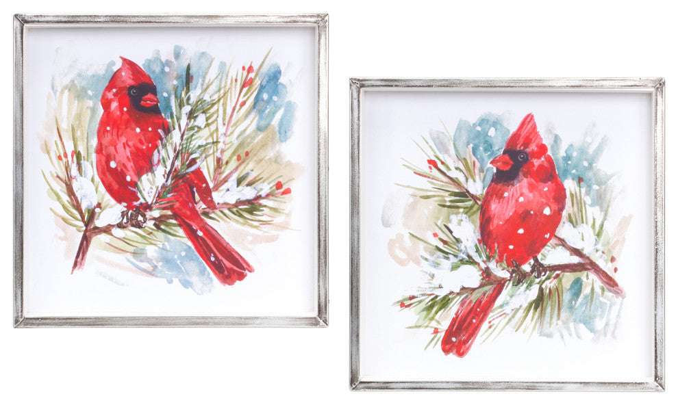 Framed Cardinal Pine Print, 2-Piece Set
