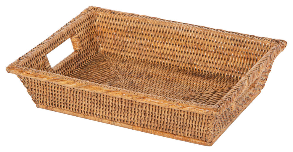 La Jolla Rectangular Multi Purpose Shelf, Storage Basket, Small, Honey-Brown