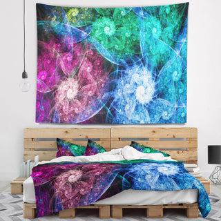 Multi Color Bright Exotic Flowers Abstract Wall Tapestry, 60"x50"