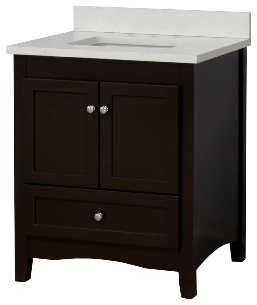 Abbey 30" Bathroom Vanity, Base: Chocolate, 30", Top: Quartz