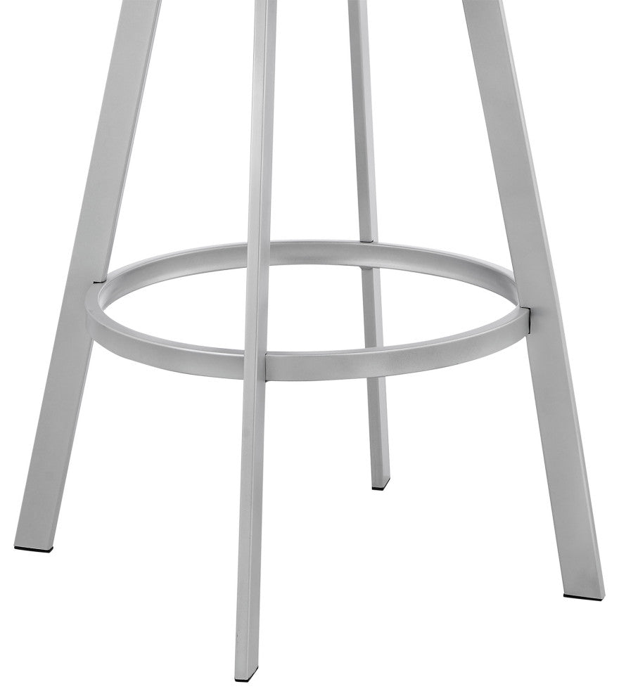 Chelsea 29" Slate Grey Faux Leather and Silver Metal Bar Stool