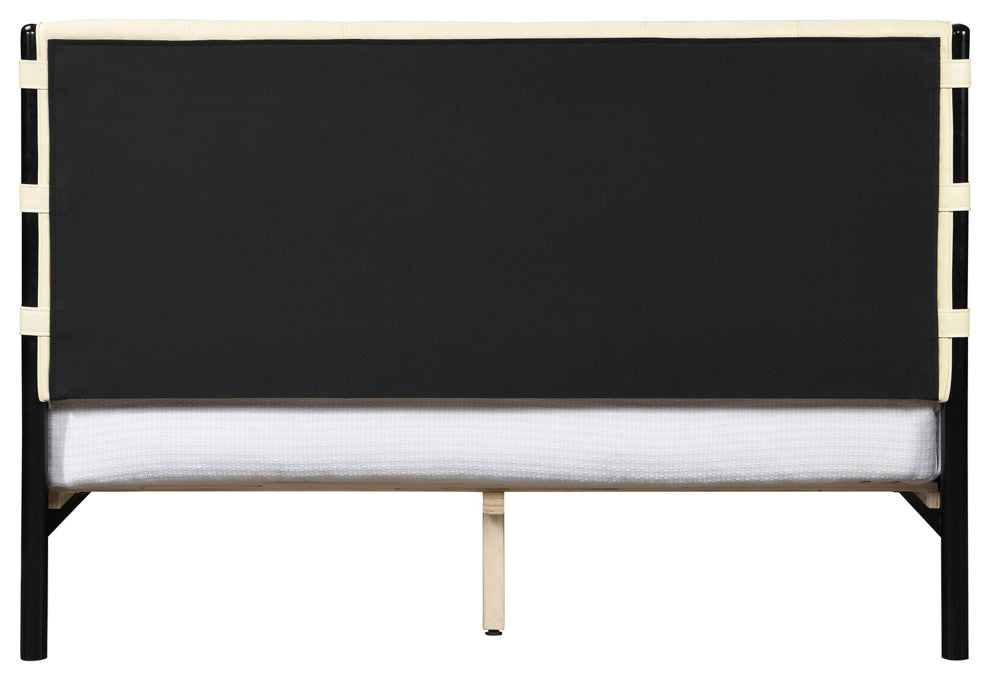 Abigail Upholstered Bed, Cream, Queen, Vegan Leather