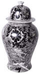 Black Temple Jar W/ Dragon & Floral Motif