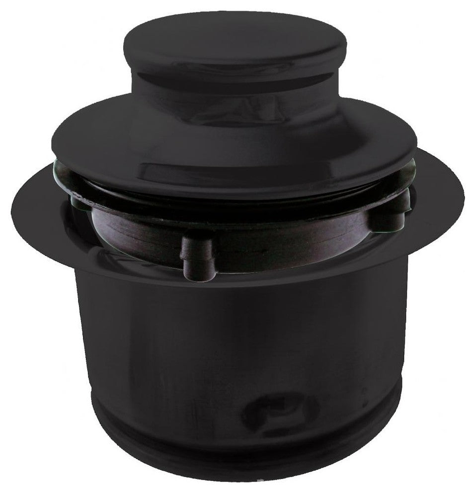 3-Bolt Mount Style Extra-Deep Disposal Flange And Stopper In Powder Coated Black