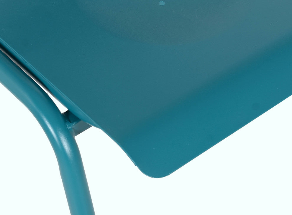 Corris Stacking Patio Dining Side Chair, Frosted Teal (Set of 4)