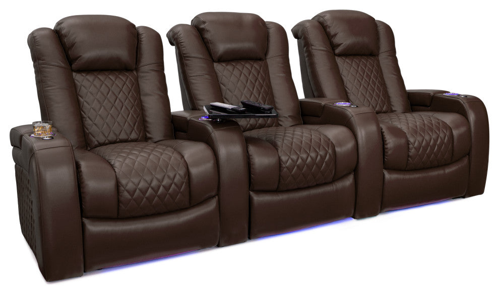 Seatcraft Capricorn Home Theater Seating, Brown, Row of 3