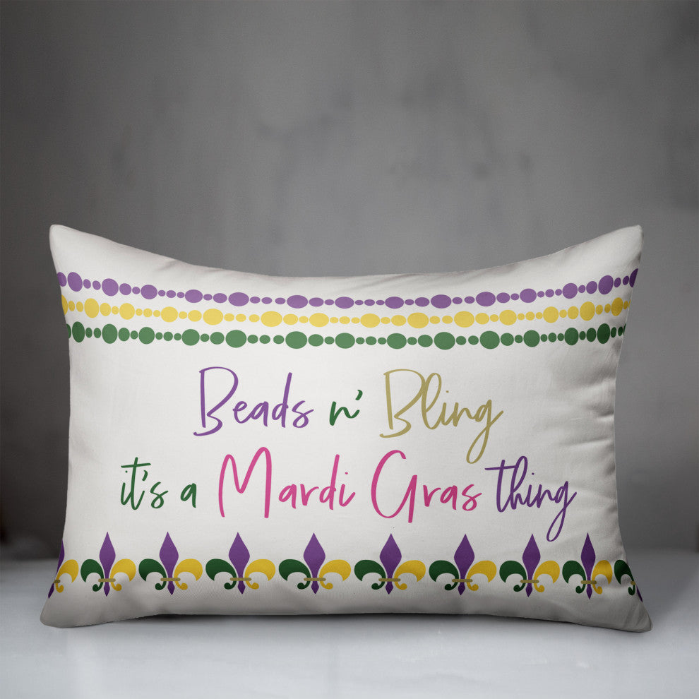 Beads and Bling It's a Mardi Gras Thing 14x20 Spun Poly Pillow