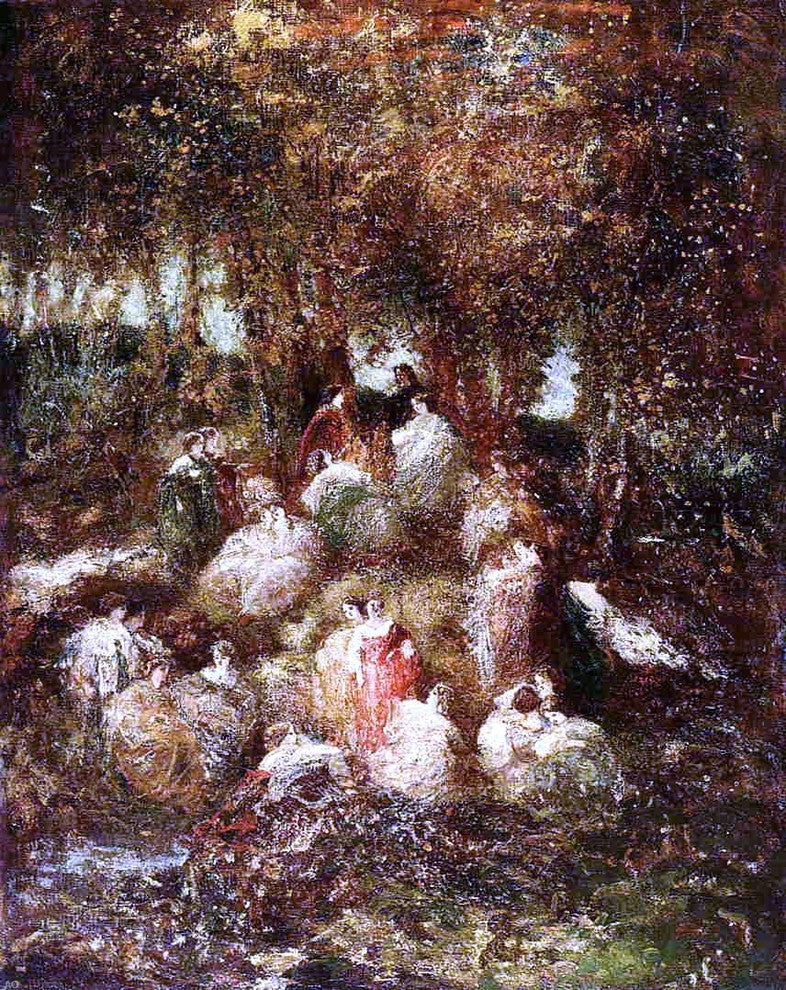 Adolphe-Joseph-Thomas Monticelli Rural Scene, 20"x25" Wall Decal