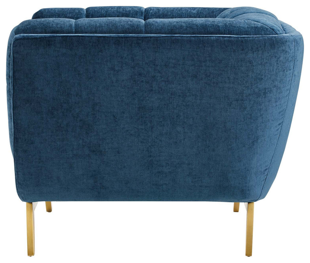 Armchair Accent Chair, Velvet, Blue Navy, Modern, Living Lounge Hospitality