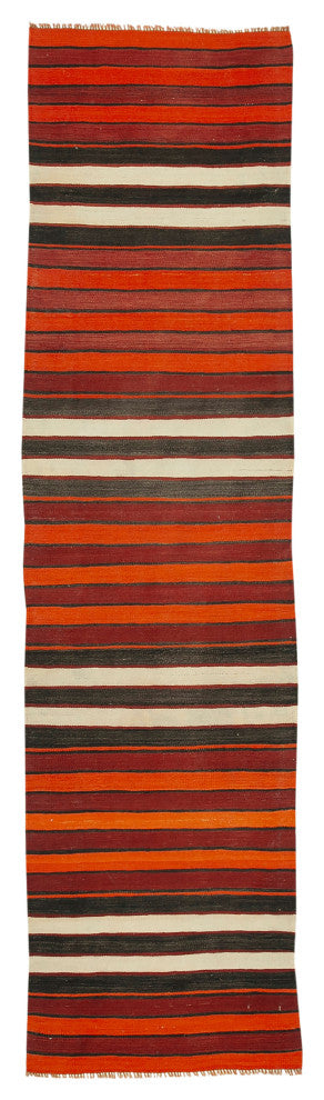 Rug N Carpet - Handwoven Oriental 2' 8" x 10' 9" Rustic Runner Kilim Rug
