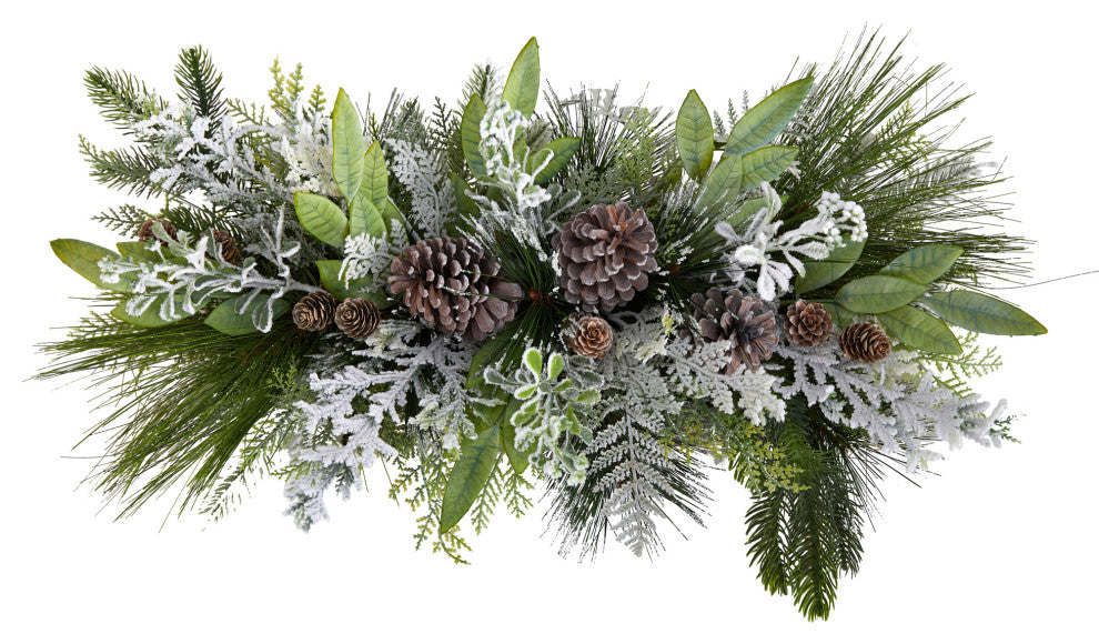 26" Flocked Xmas Faux Arrangement Cutting Board Wall Decor or Table Arrangement