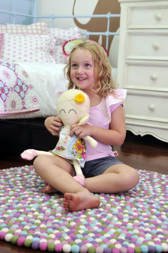 Happy as Larry Sorbet Felt Ball rug