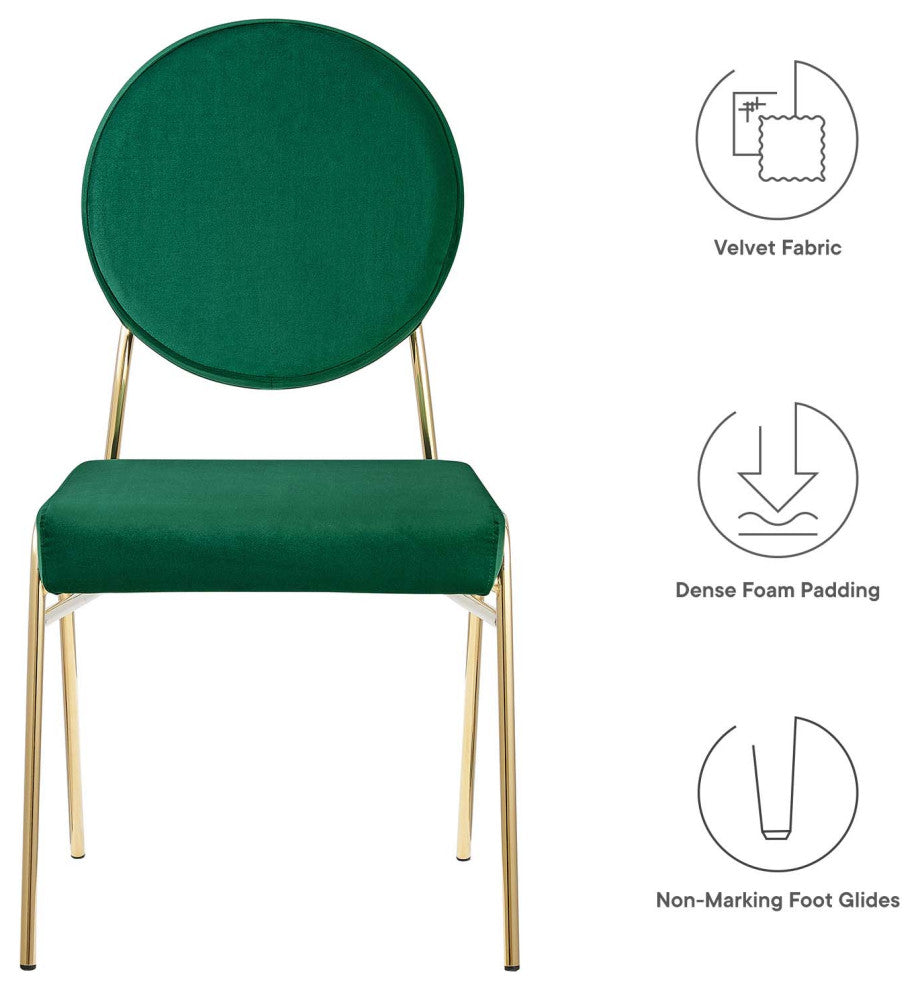 Craft Performance Velvet Dining Side Chair, Gold Green