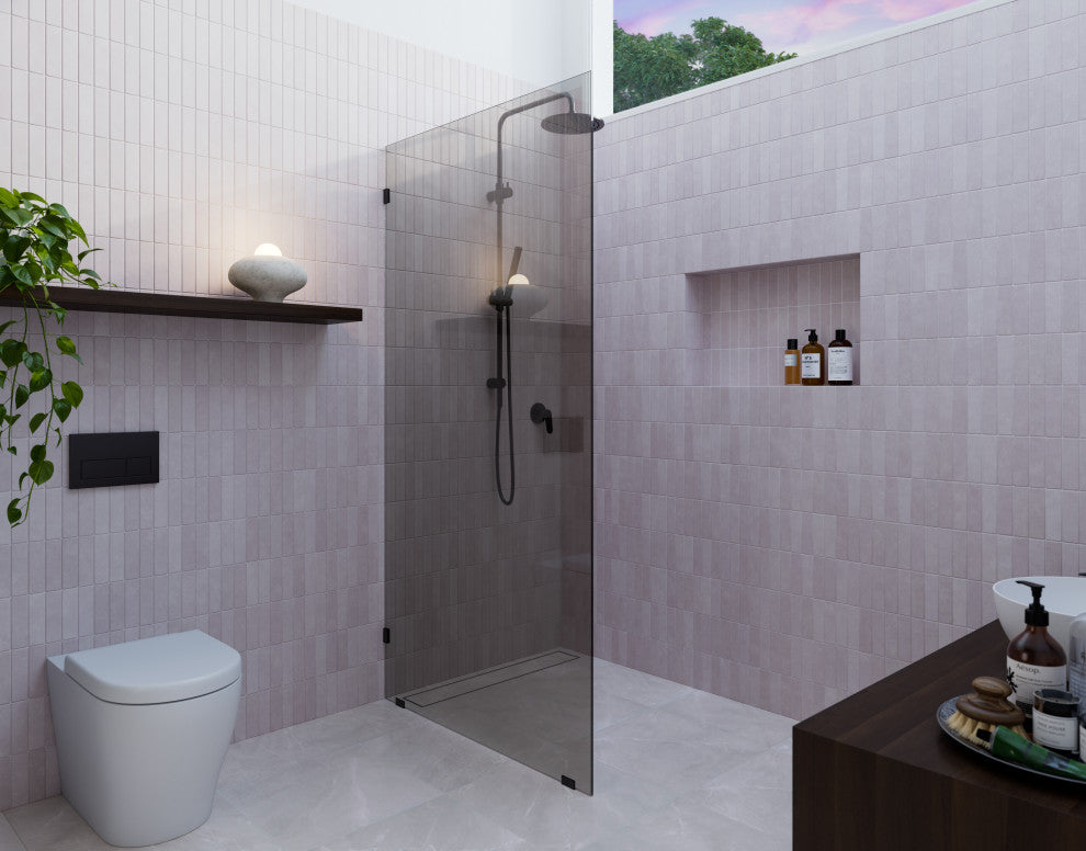 Ursa 36"x78" Frameless Single Glass Shower Panel, Gray Tint, Oil Rubbed Bronze