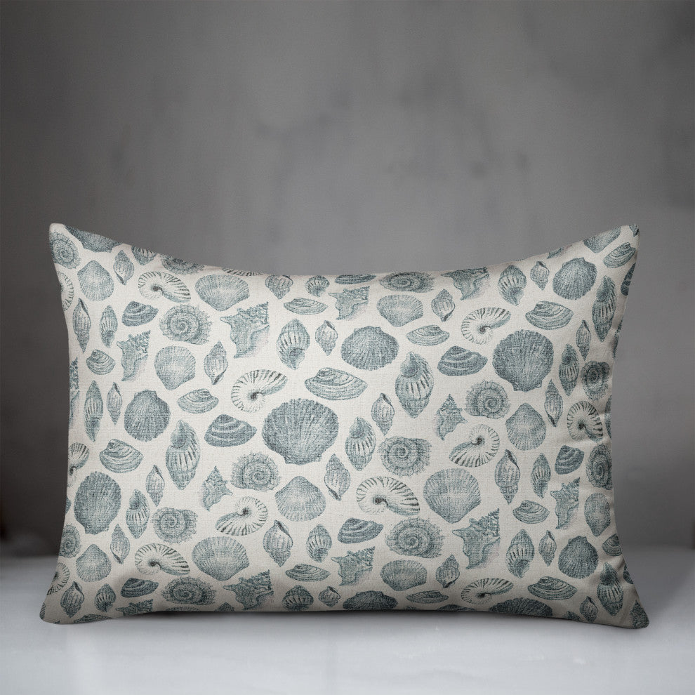Blue Multi Shell on White 20 x 14 Spun Poly Pillow
