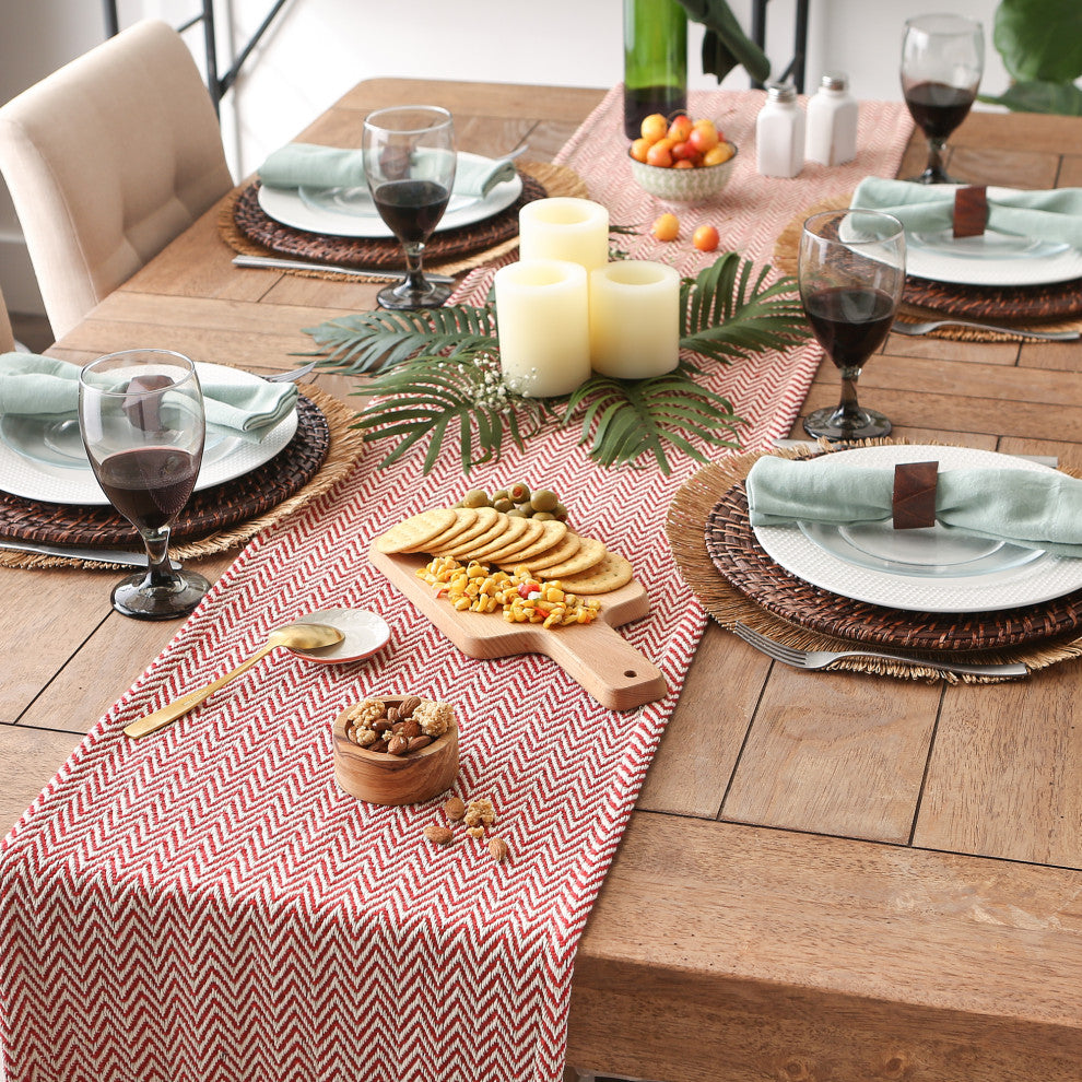 Barn Red Chevron Table Runner 15x72