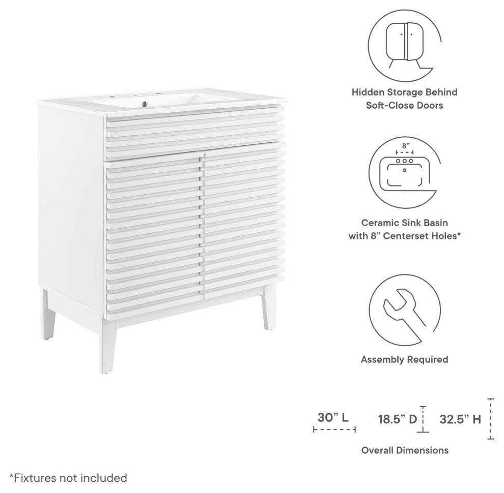 Render 30" Bathroom Vanity Cabinet, White White