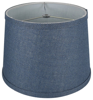 French Drum Burlap Lampshade, 10"x12"x8.5", Denim Blue