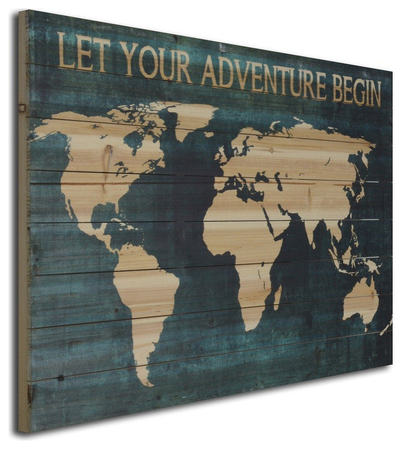 Adventure World Map Wood Plank Wall Art