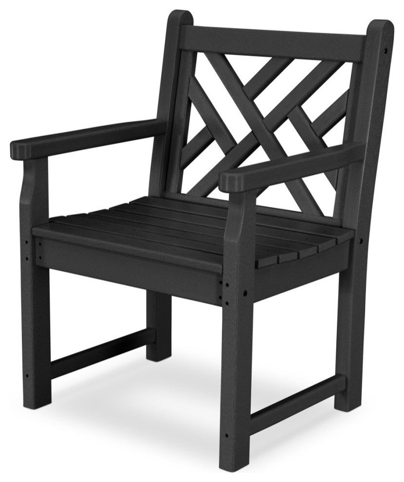 Polywood Chippendale Garden Arm Chair, Black