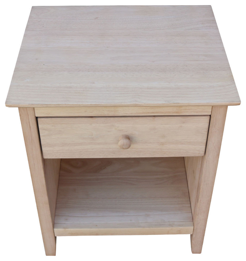 Solid Wood Nightstand With 1 Drawer