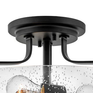 Hinkley Harper 18" Large Semi-Flush Ceiling Light, Black + Clear Seedy