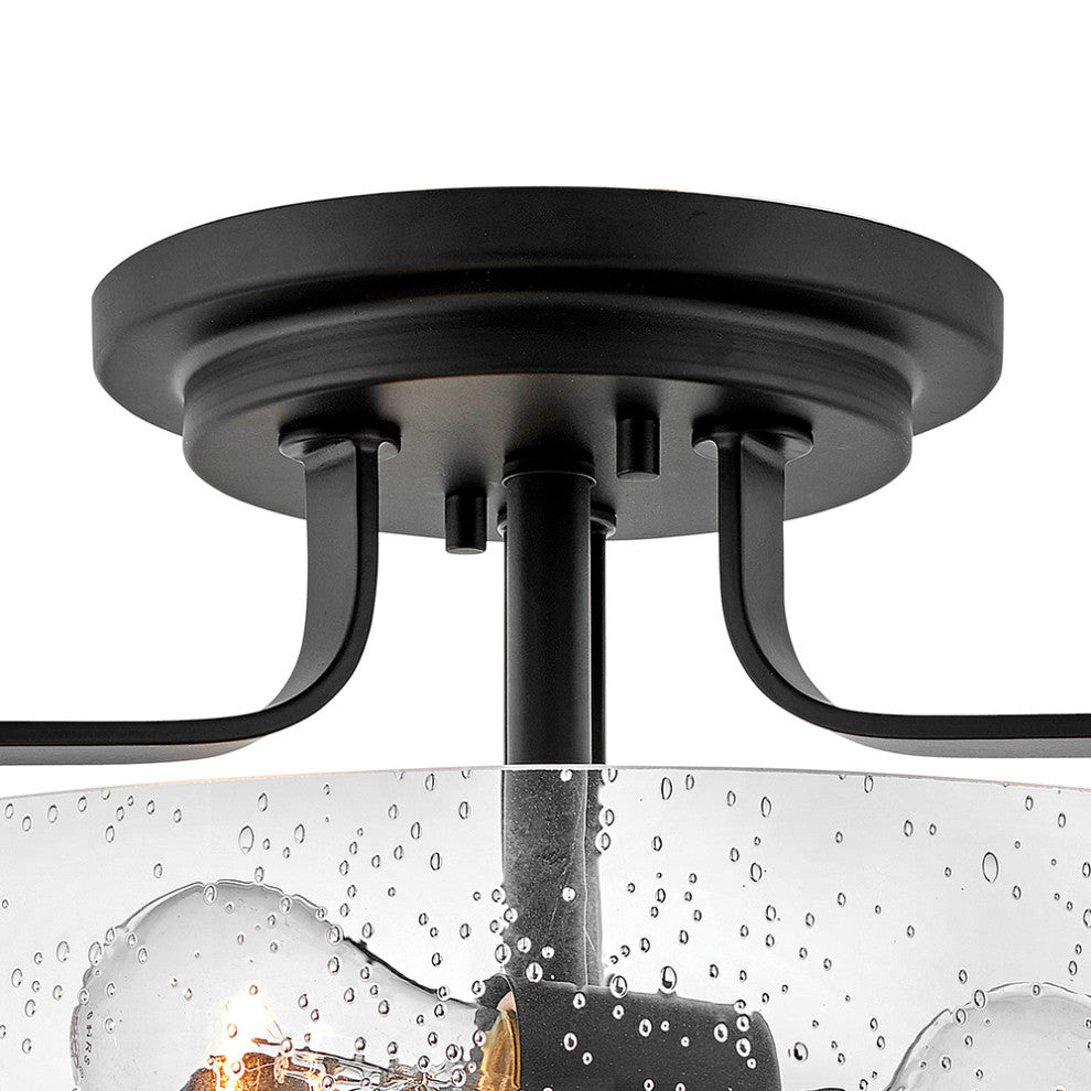 Hinkley Harper 18" Large Semi-Flush Ceiling Light, Black + Clear Seedy