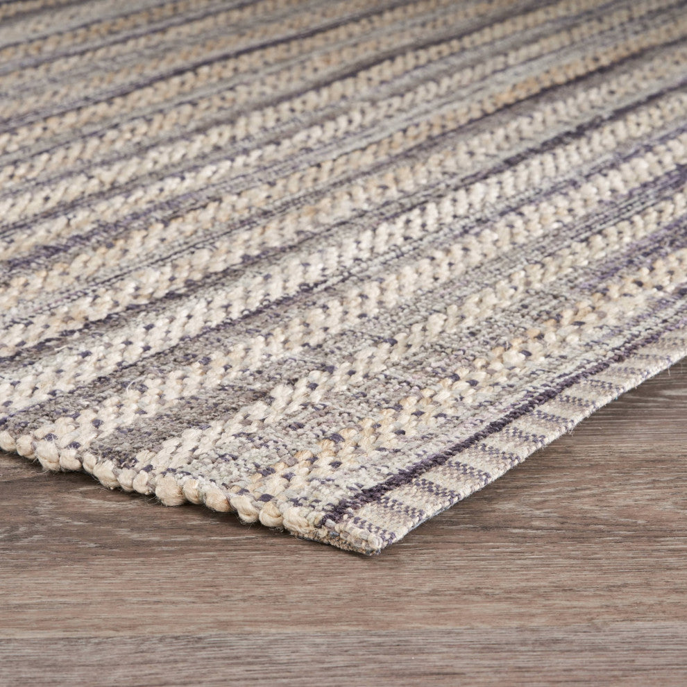 5" x 8" Brown and Gray Striped Area Rug