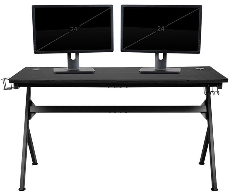 Gaming Desk and Black Footrest Reclining Chair Set