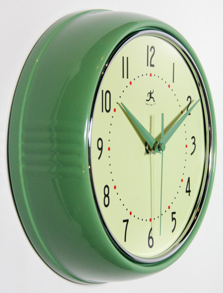 Infinity Instruments Retro Kitchen Vintage 50s Wall Clock, Green
