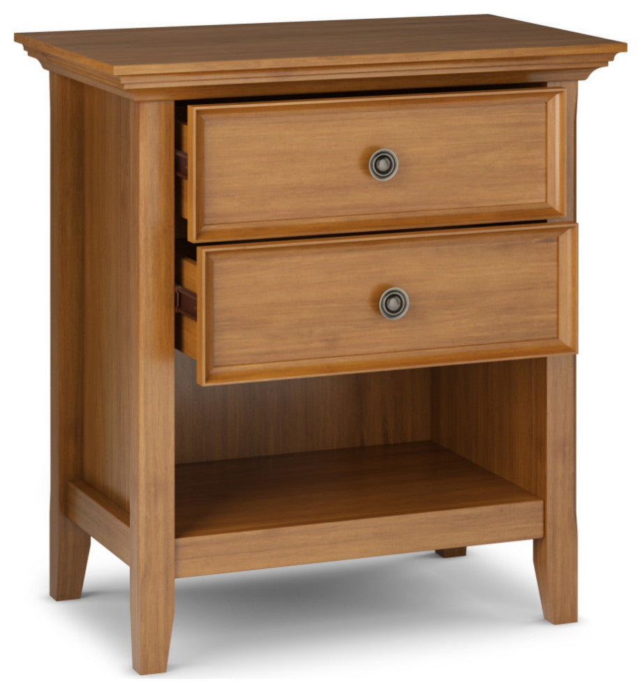 Amherst Solid Wood Bedside Table, Light Golden Brown